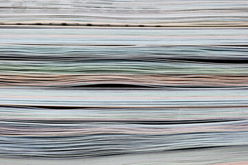 Stack of colored papers in archive closeup background. Paperwork concept