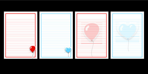 Balloon writing paper,  big and small balloon theme template 
