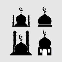 Islamic Mosque buildings silhouettes collections.Vector illustration
