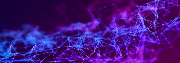 Abstract digital connection dots. Technology background. Network connection structure. 3d rendering. widescreen