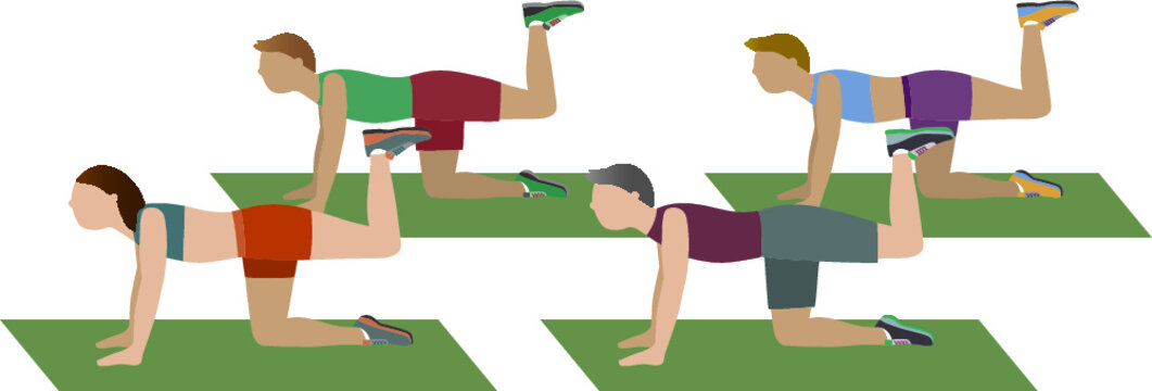Group doing floor exercises - illustration