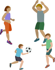 Group of people playing football - illustration