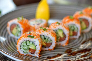 sushi
Калифорния с лососем