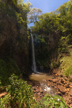 Waterfall at Brotas City, S&atilde;o Paulo - Brazil. Space for text