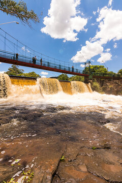 Waterfall at Brotas City, S&atilde;o Paulo - Brazil. Space for text