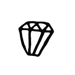 Simple doodle vector gem for cards, posters, wrapping and design. Hand drawn gem, isolated on white backdrop. Geometric shape, symbol llustration.