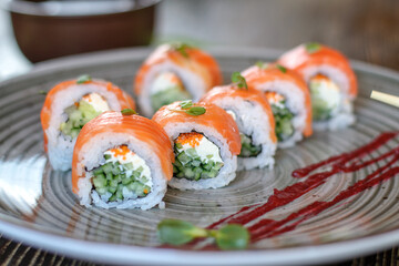 sushi rolls on a plate