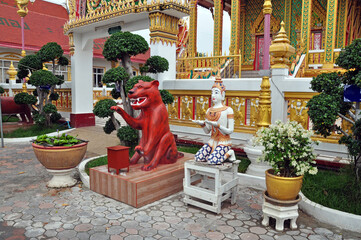 religious sculptures near a Buddhist temple