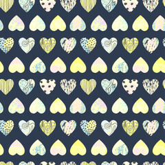 Vector seamless background with colorful heart shape. Use it for wallpaper, textile print, pattern fills, web page, surface textures, wrapping paper, design of presentation and other graphic design