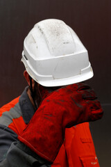 Tired worker after his shift