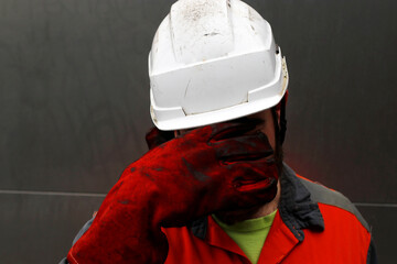 Tired worker after his shift