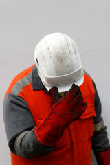 Tired worker after his shift
