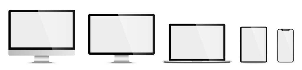 Laptop, Computer, Tablet, Smartphone, Phone, Smartphone. Device set. Vector illustration