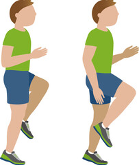 Man doing high skipping exercises - illustration
