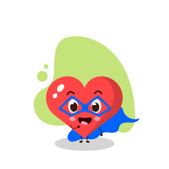 cute heart character superhero in mask.design vector illustration.