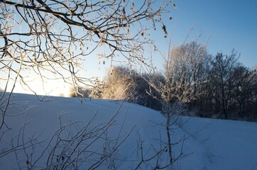 Sonnenaufgang im Winter bei -21,5 Grag - Februar 2021