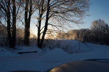 Sonnenaufgang im Winter bei -21,5 Grag - Februar 2021