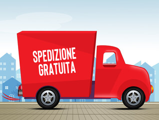 illustration of free shipping truck