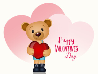 funny illustration for Valentine's day with bear with heart