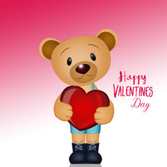 illustration for Valentine's day with funny bear