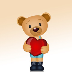 funny illustration for Valentine's day with bear with heart