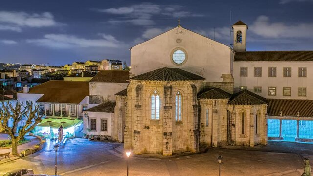 Cathedral in Odivelas, Portugal. Nice night view. District of Lisbon.