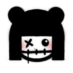 graffiti creepy kokeshi doll icon sprayed over white