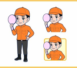 Young man in orange work clothes