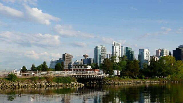 One side view of the Vancouver downtown skyline and waterfront