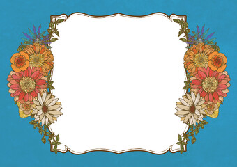 レトロポップ 夏の花柄 背景素材 黄色 アンティーク ヴィンテージデザイン Wall Mural Aoirokaeru