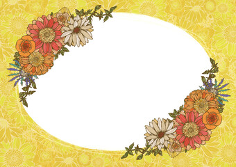 レトロポップ 夏の花柄 背景素材 黄色 アンティーク ヴィンテージデザイン Wall Mural Ayumi Takashima レトロポップ 夏の花柄 背景素材 黄色 アンティーク ヴィンテージデザイン Wall Mural Ayumi Takashima