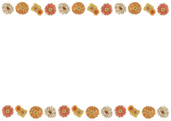 レトロポップ　夏の花柄　背景素材　アンティーク　ヴィンテージデザイン