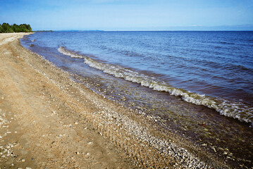 sea waves roll on the shore. summer landscape