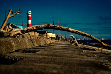lighthouse at dusk
