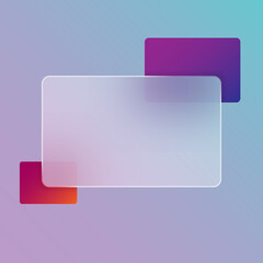 Card with frosted glass effect on colored gradient background. Glassmorphism. Elements for modern web design. Vector illustration.