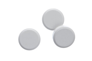Round white pills isolated On white background