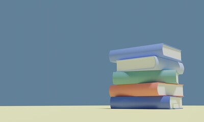 3D illustration of colorful pastel color book with natural color background