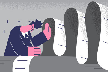 Paperwork and daily routine in office concept