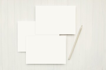 Two cards mockup for design presentation, envelope on background, minimal style.