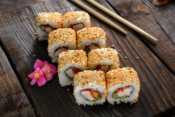 wasabi, lunch, white, eat, top, sea, orange, delicacy, set, menu, asian, cucumber, diet, appetizer, seaweed, shrimp, soy, california, cheese, sauce, cuisine, nori, food, fish, salmon, seafood, fresh, 