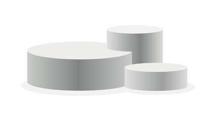 Podium realistic. Showroom pedestal, floor stage platform vector isolated mockup. 3D realistic round empty podium with steps. Concept of showcase for product, promotion sale or presentation