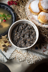 Kutia. Traditional ukrainian Christmas ceremonial grain dish with honey, raisins and poppy seeds