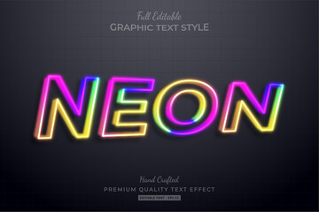Obraz premium Colorful Neon 3D Editable Text Effect Font Style