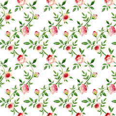watercolor roses flower seamless pattern