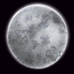 hand drawn illustration of full moon  isolated on white