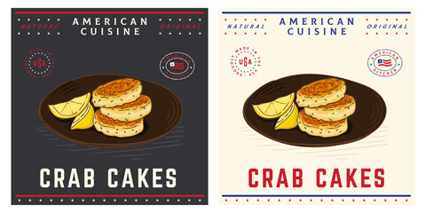 Crab cakes with lemon popular United States fishcake food © CHEESEBURGER