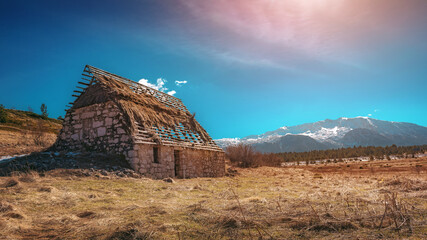 an old demolished hut