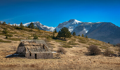 an old demolished hut