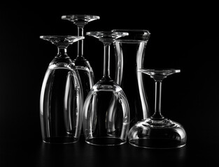 inverted wine glasses