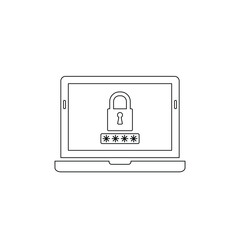 laptop password protection icon. Security password sign. padlock icon